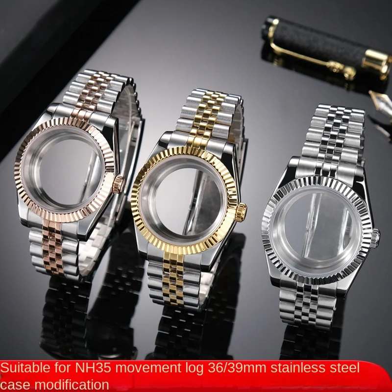 NH35 NH36 Movement mod kit 35.8mm 39mm steel bezel Sapphire Glass Men Watch case for Rolex DATEJUST bracelet Stainless Steelband