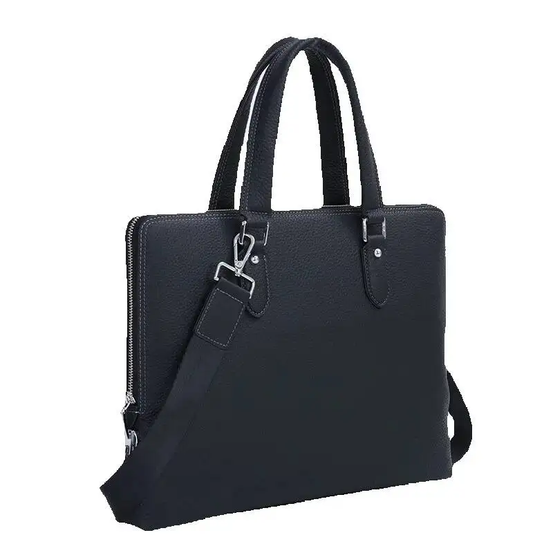 New Top Layer Cowhide Business Briefcase Fashionable Men's Handbag High-end Large Capacity Messenger Luxury Leather Briefcases