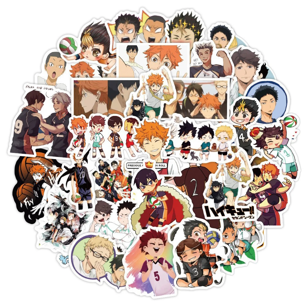 10/30/102 buah stiker Haikyuu Anime Jepang mainan anak casing ponsel Laptop komputer DIY keren kartun tahan air hadiah stiker grafiti