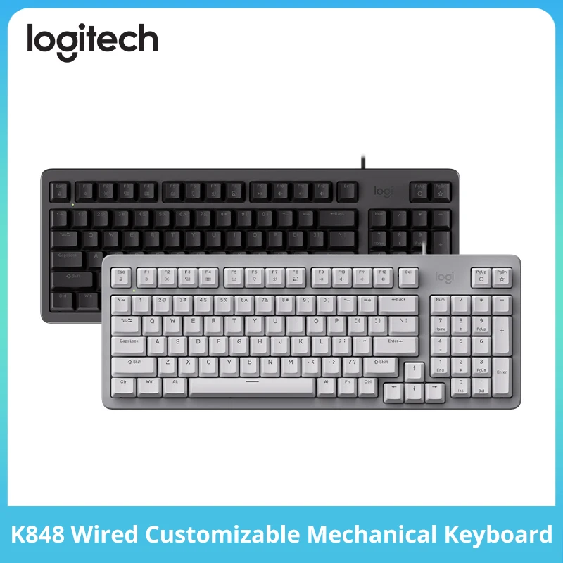 Logitech K848 Wired Mechanical Keyboard Gasket Hot Swappable 97 Keys White Backlit Office Gaming Keyboard