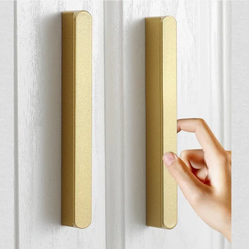 Simple Placer Gold Kitchen Cabinet Long Door Handles Aluminum Alloy Drawers Knob Wardrobe Cupboard Door Pulls Furniture Hardware