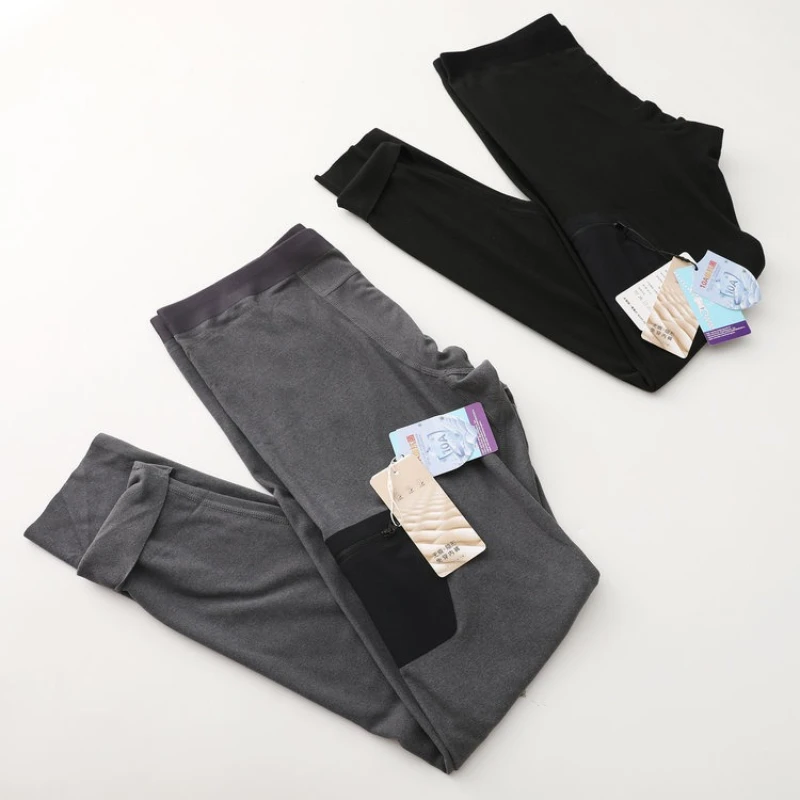 سراويل حرارية عازلة للمساحة الشتوية للرجال بدون خياطة، سراويل رياضية خارجية قابلة للتمدد ومريحة ودافئة.