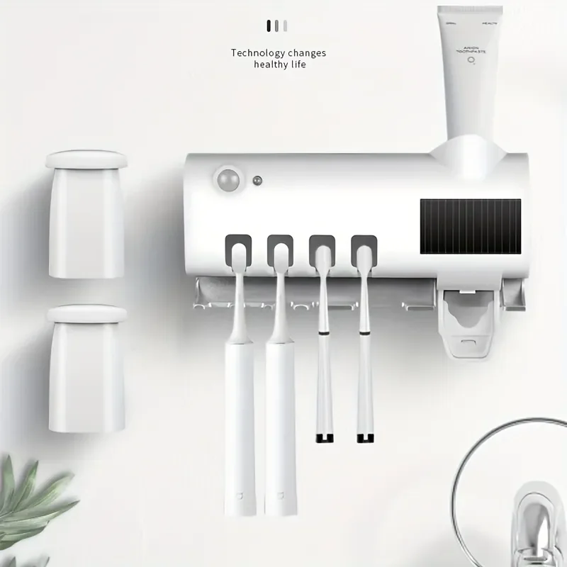 Multifunctional Toothbrush Holder Induction UV Sterilization Automatic Toothpaste Squeezing Support Electric Toothbrush