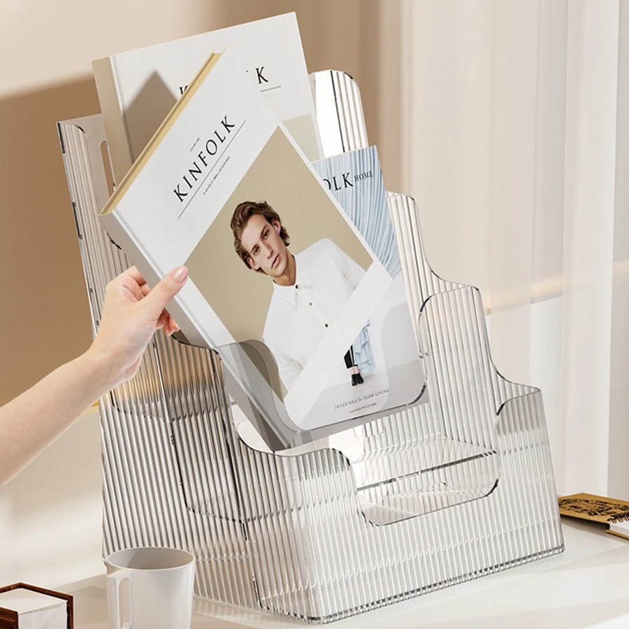 1PCS Desktop Storage Multifunctional Book Stand Multilayer Folder Organizer Desktop Stationery Data Office Storage Shelf