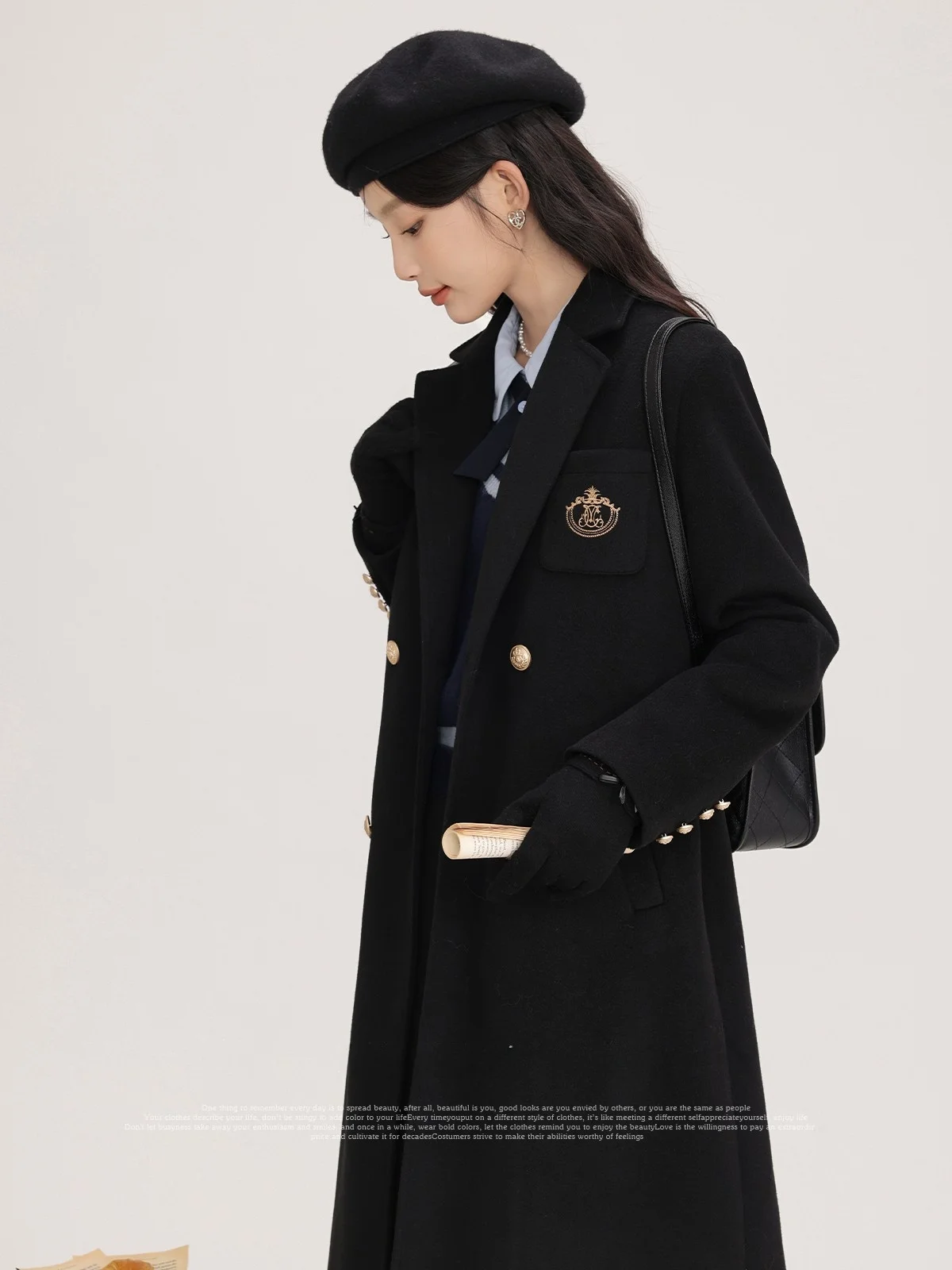 

Шерстяное пальто South Deer Night во французском стиле, осень-зима 2025, одностороннее, утепленное, женское, для работы и повседневной носки, элегантное