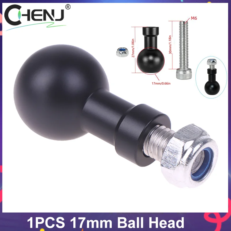 1PCS 17mm 볼 헤드 M6 나사 브래킷 커넥터 오토바이 스포츠 카메라 마운트 커넥터 카메라 용 오토바이