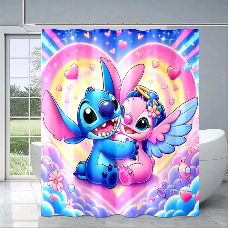 Stitch Shower Curtain Anime Cartoon Anime Bathroom Accessories Waterproof Toilet Decoration Home Decor Curtain