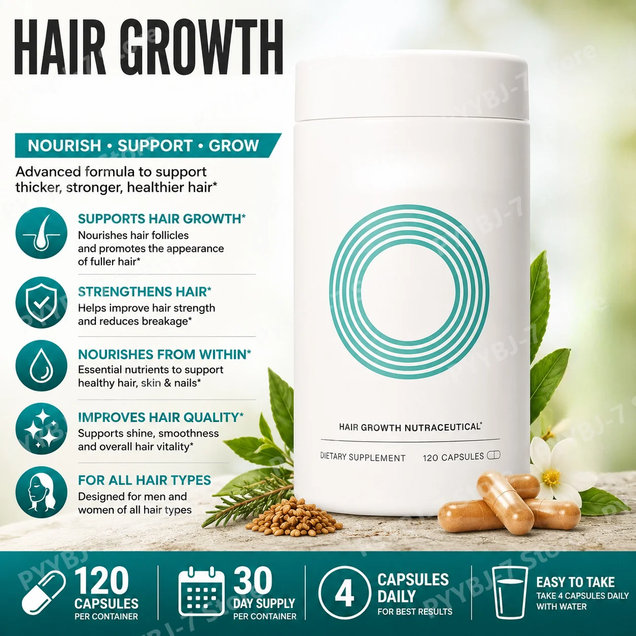 Biotin Collagen Hair Wellness Capsules for Women 45+ Ashwagandha Saw Palmetto Zinc Selenium Vitamin C D Zinc Supplements