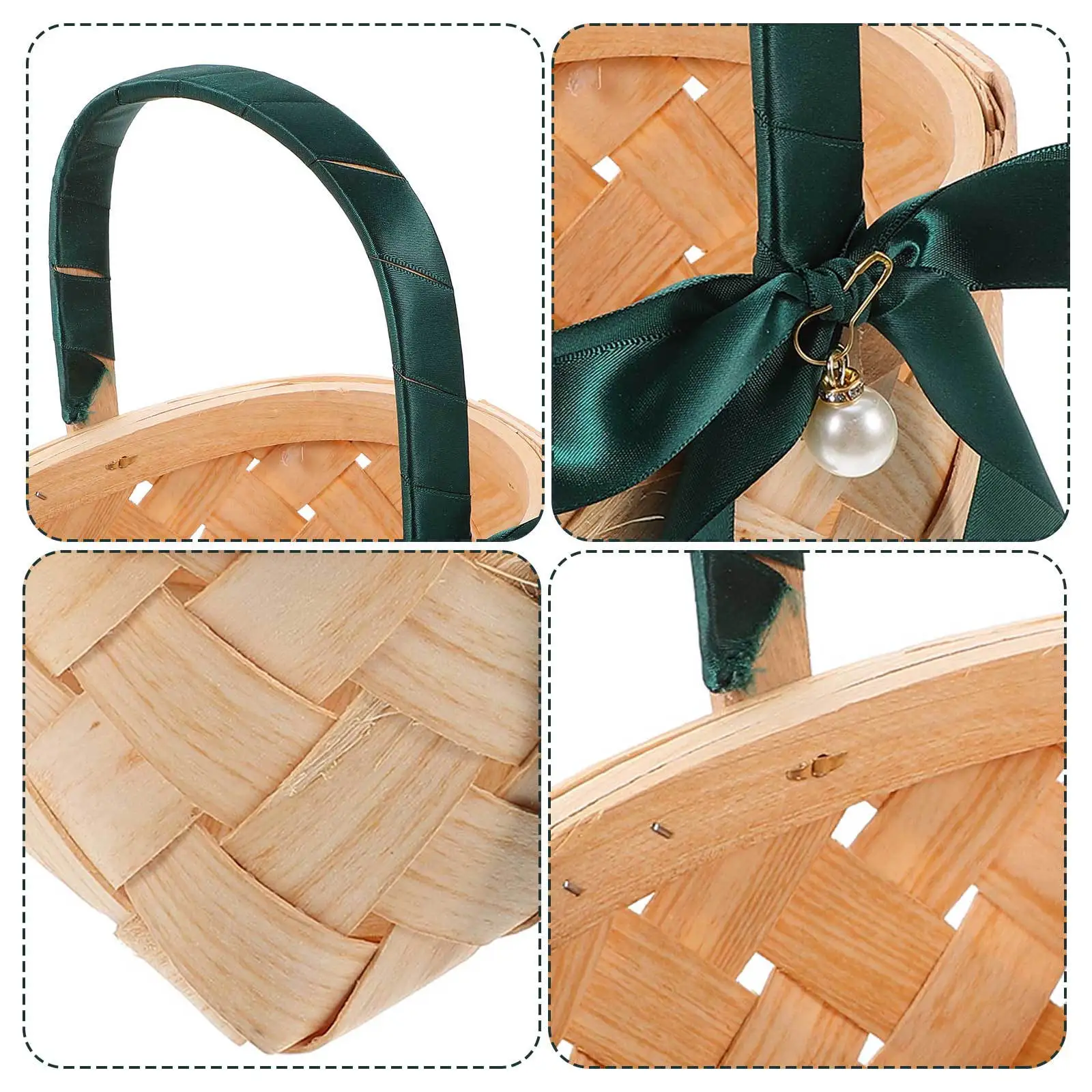 

1pcs Rustic Woven Basket For Wedding Baby Shower Favors Party Treats Gift Packing Storage Organizer Picnic Flower Basket Decor