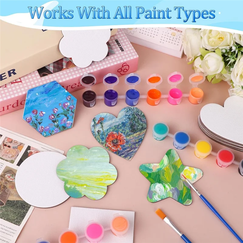 

【Flash-Deal!】3 Inch Mini Magnetic Canvas Panel Boards Kit 104Pcs Art Fun Painting Kit For Fridge Locker DIY Art Craft Paints Can