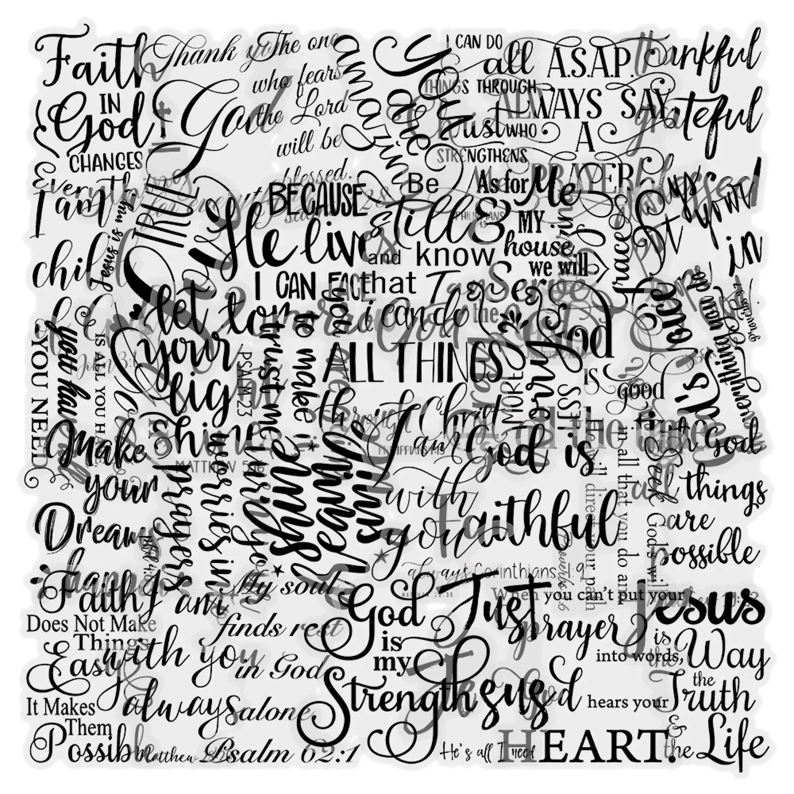 50PCS Bible Graffiti Stickers Transparent Stickers Black Short Sentence DIY Decoration Fridge Luggage Laptop Phone Guitar Car