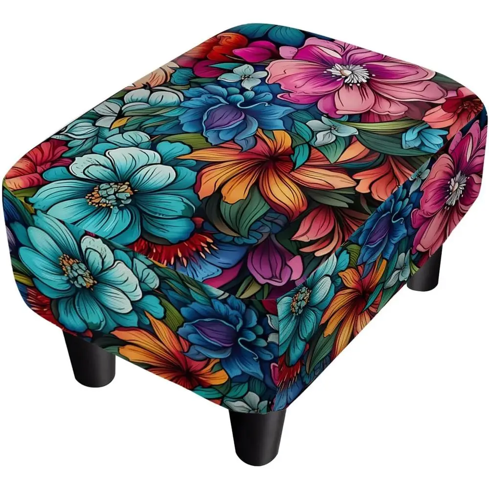 

oot Stool Linen Ottoman oot Rest Small ootstool with Legs Vintage loral Extra Seating or Living Room Bedroom, lower