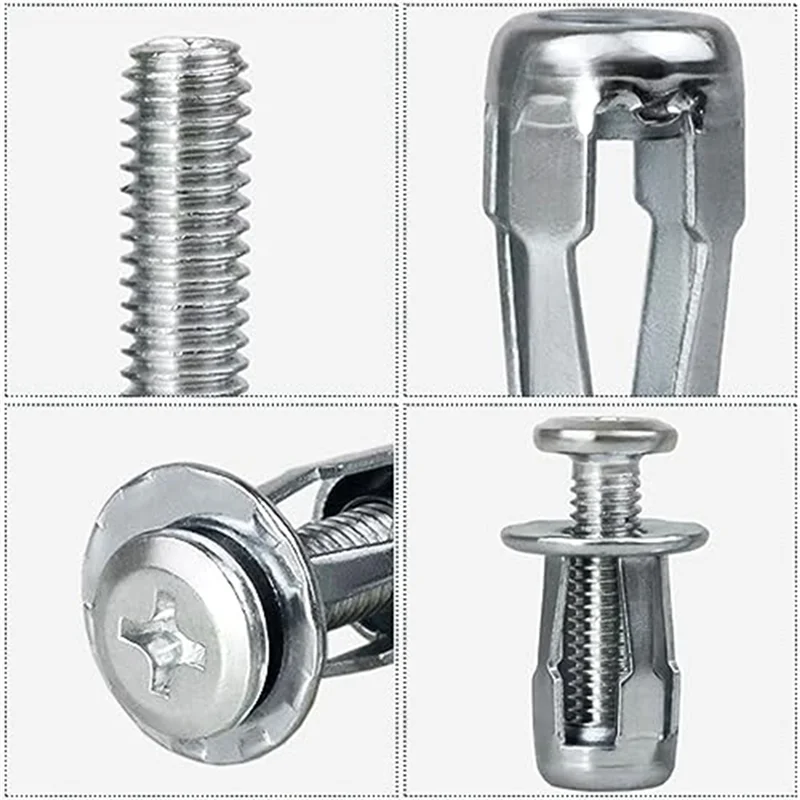 Expansion Screw Petal Nut, M4 x 20 Petal Shape Metal Nut Jack Nuts Petal for Hollow Wall Iron Plastic Thin Metal Thin D