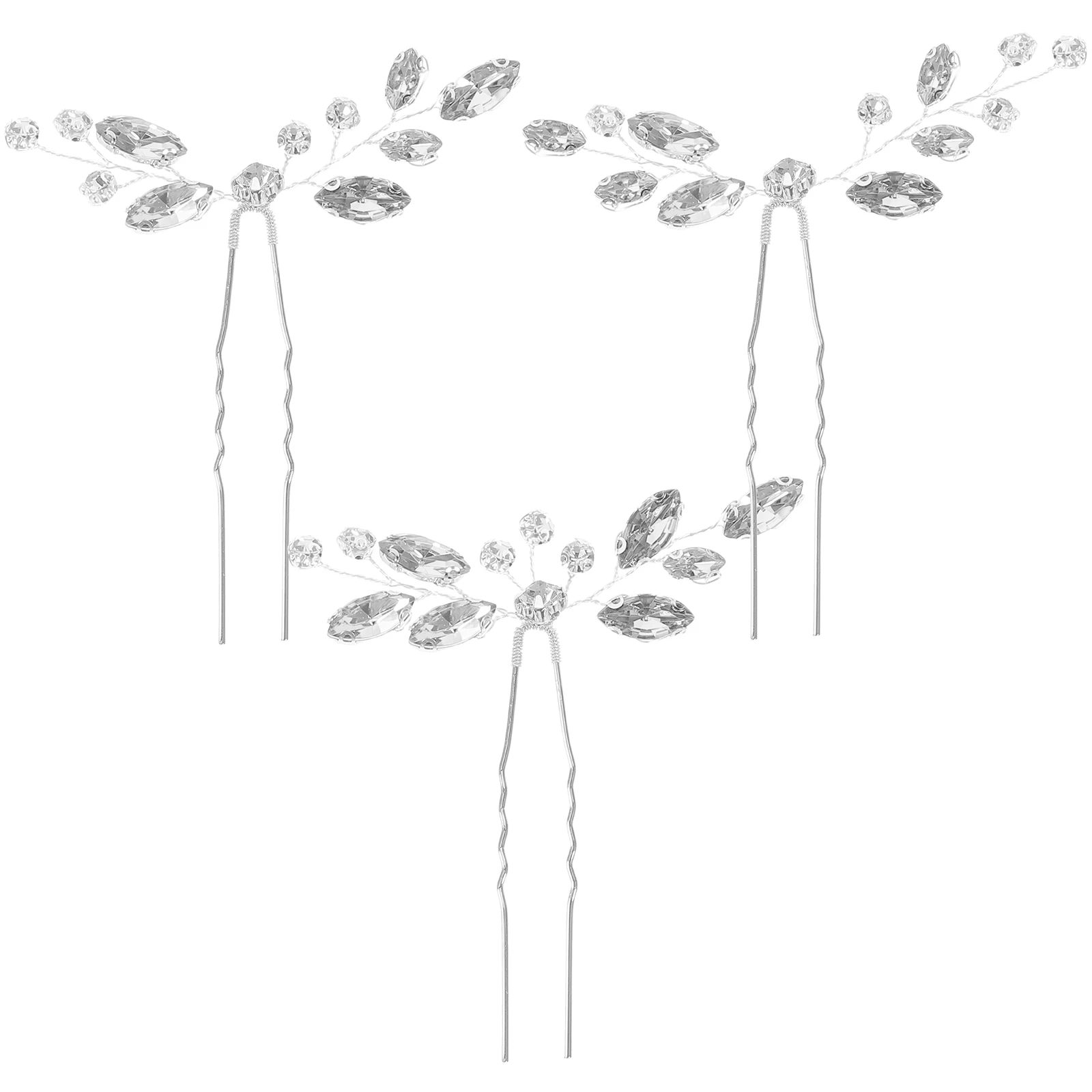 

3 Pcs Bridal Hair Accessories Rhinestone Wedding Hairpin Clips Forks Brides Hair Decorations Non Fading Classic Color Match