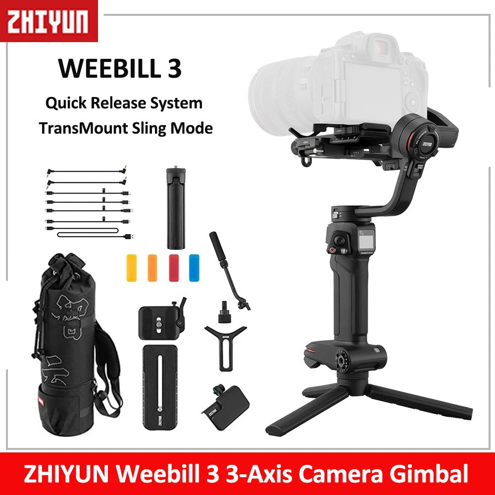 

ZHIYUN Weebill 3 Camera Gimbal 3-Axis Professional Handheld Stabilizer for Canon/Sony/Panasonic/Nikon DSLR Mirrorless Camera