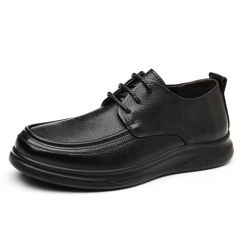 

Spring Autumn New Designer Lace Casual Shoes for Men Black Fashion Soft Leather Shoes Man Business Loafers Male