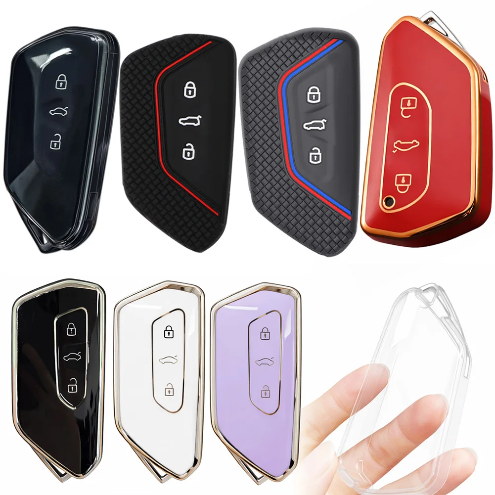 TPU Transparent Car Key Fob Case Cover Accessories For VW Volkswagen Golf 8 ID.3 ID.4 Skoda Octavia A8 MK4 MK8 2022 2021 GTI R