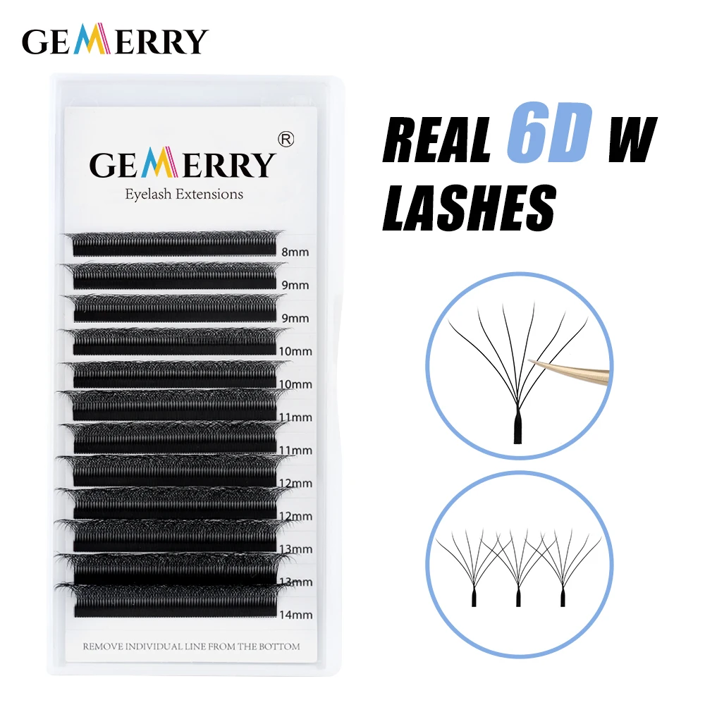 Gemerry Real 6D 7D 8D W Shape Eyelash Extension Premade Volume Fans W Style Shaped Lashes Natural Makeup Supplies Fake Lash