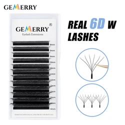 Gemerry Real 6D W Shape Eyelash Extension Premade Volume Fans W Style Shaped Lashes Cluster Natural Makeup Supplies Fake Lash