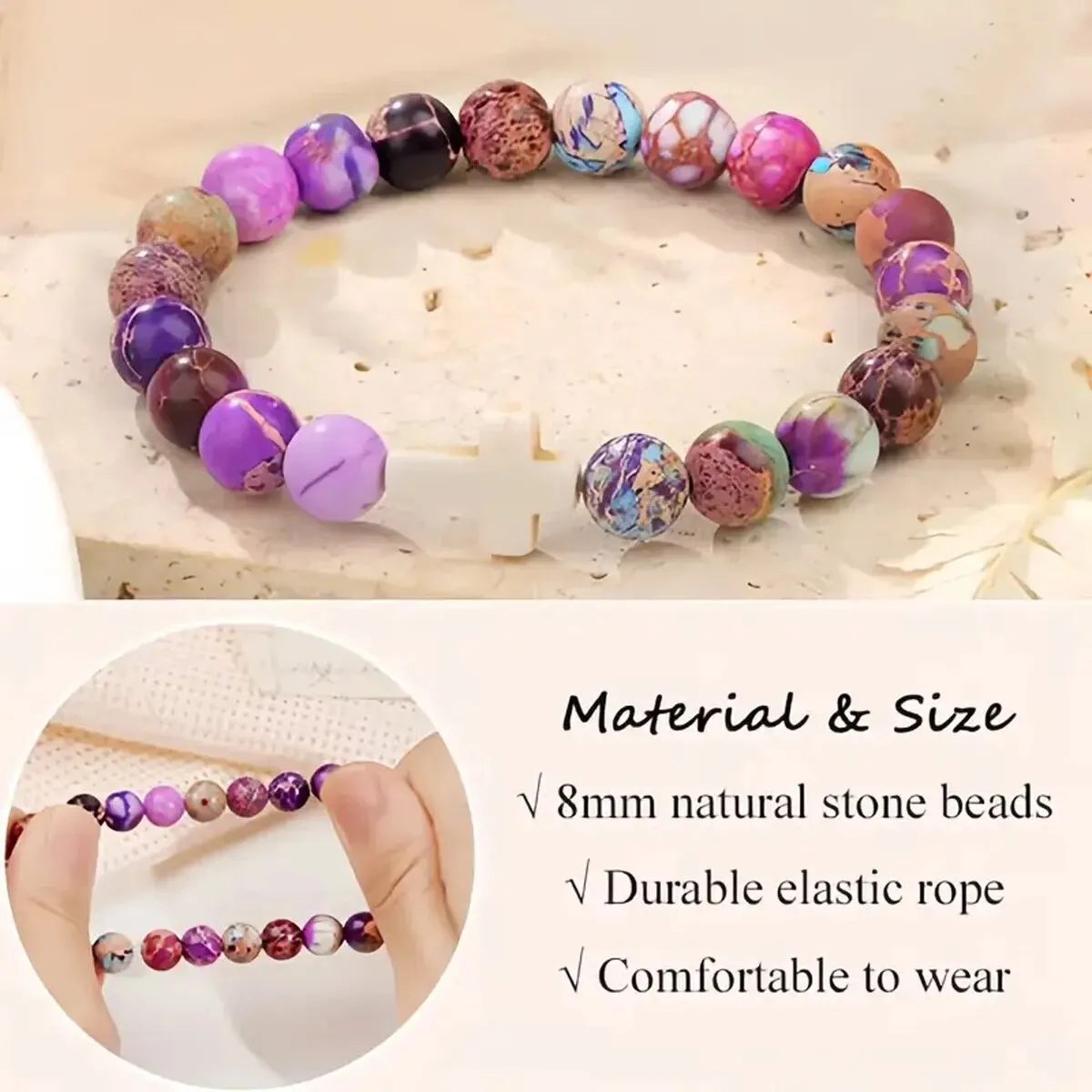 Bracelet Beaded Cross Accessories Bracelet Card Blessings Quotes Sister, Sister, Mother