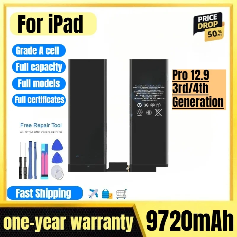A2043/A1876/A1895 for IPad Pro 12.9 3rd/4th Generation Tablet Battery High Quality High Capacity Battery Replacement Bateria