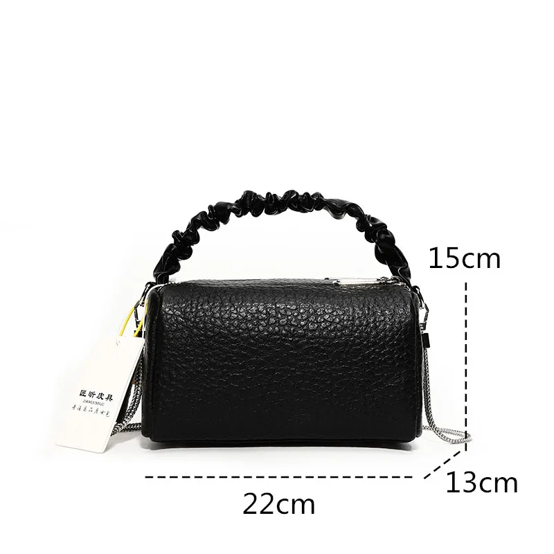 Brand 100%Cow Leather Fashion Chain Women Shoulder Crossbody Tote New Designer Solid Color Genuine Leather Female Simply Handbag