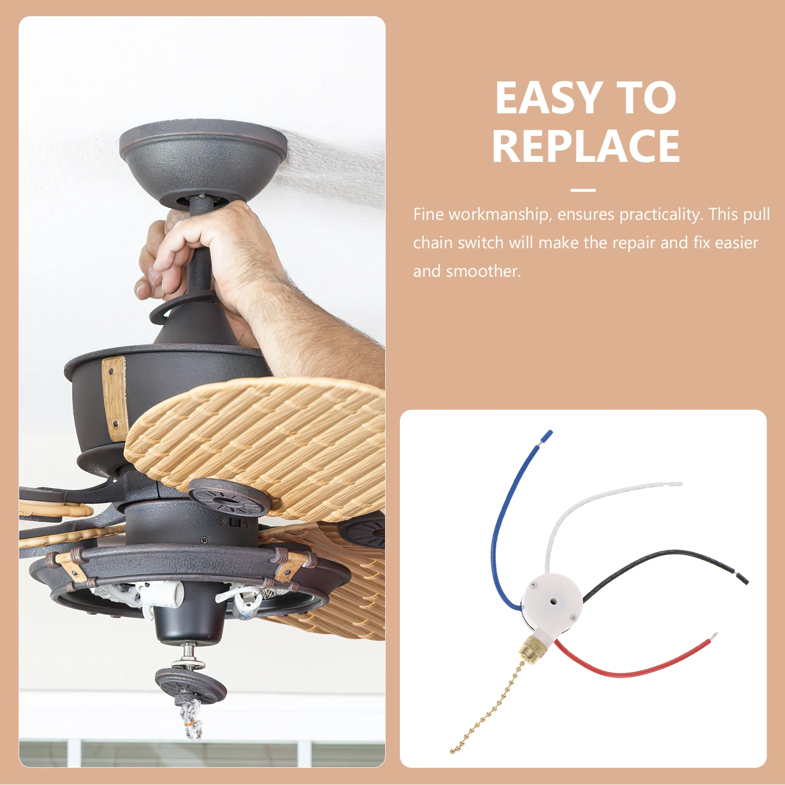 

Ceiling Fan Switch 3 Speed 4 Wire Zipper Pull Chain Control High Medium Low Off Replacement For Wall Lamp Cabinet Light