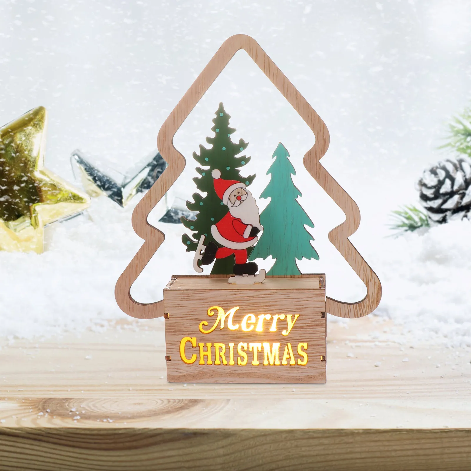 

Светодиодные светящиеся украшения для фестивалей, деревянные поделки, новогодние украшения, рождественские украшения, DIY-украшения для праздничной елки