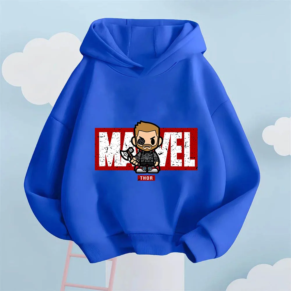 

Серия супергероев Marvel с рисунком Тора, осенние и зимние детские удобные толстовки для мальчиков и девочек, повседневные толстовки