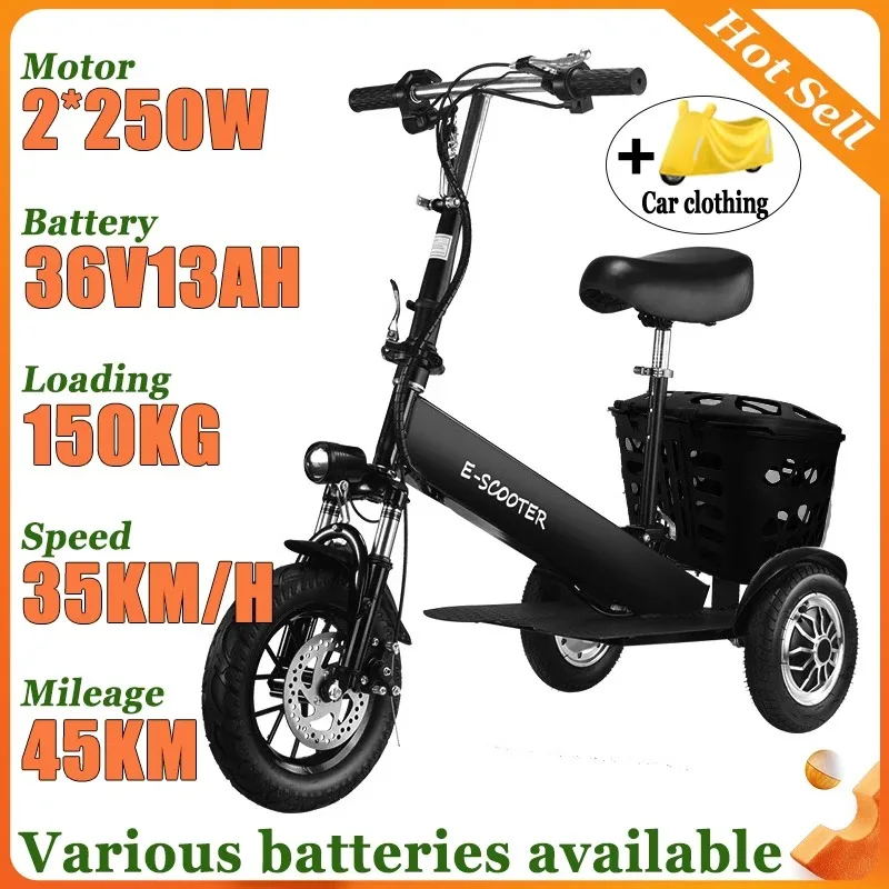 Removable Lithium Battery Electric Tricycle Folding Electric Scooter Mini Adult Commuting Disabled With Basket Mobility Scooter