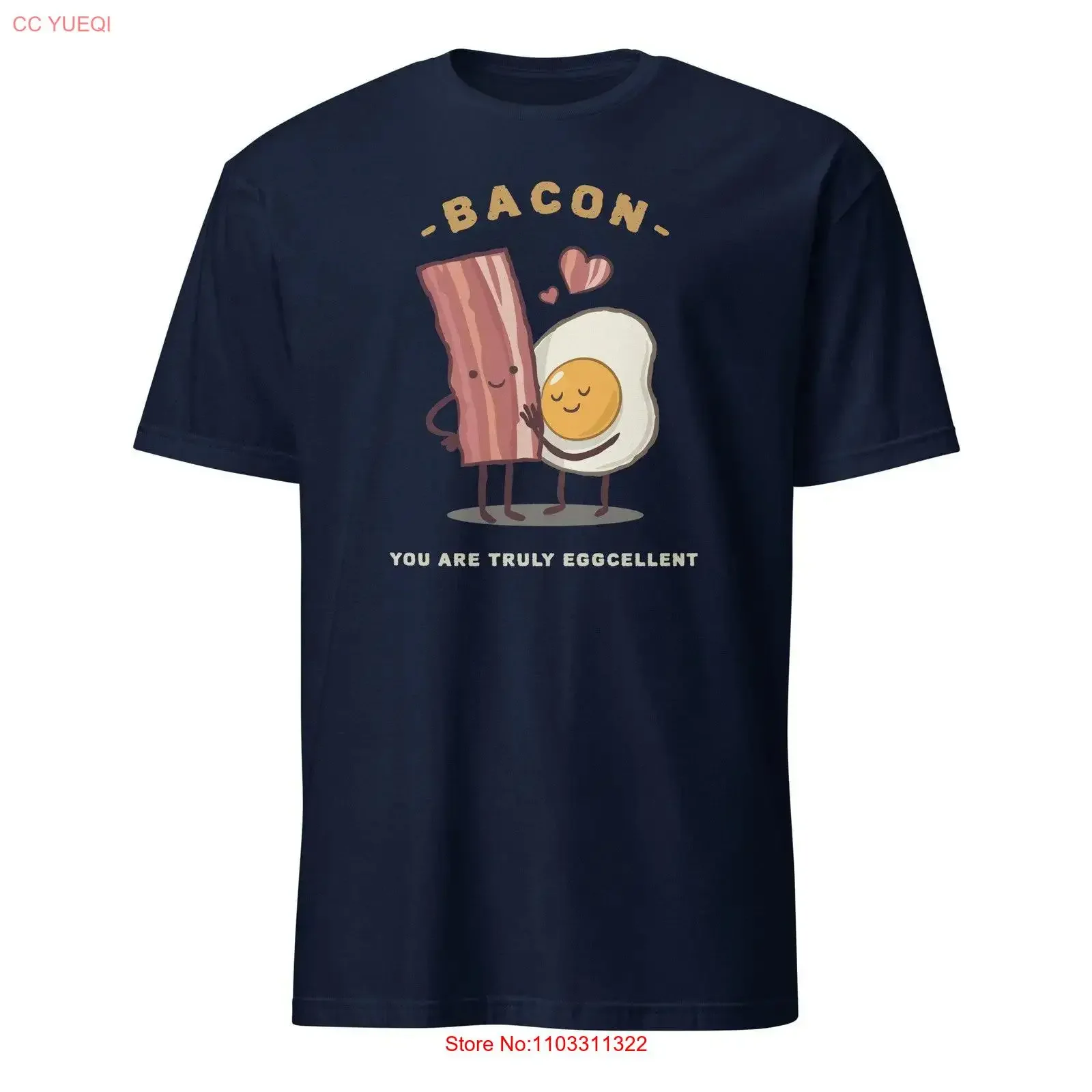 Camiseta Bacon You Are Truly Eggcellent, estilo vintage, lavada, informal, transpirable, suave, para uso diario, ligeramente elegante y elástica