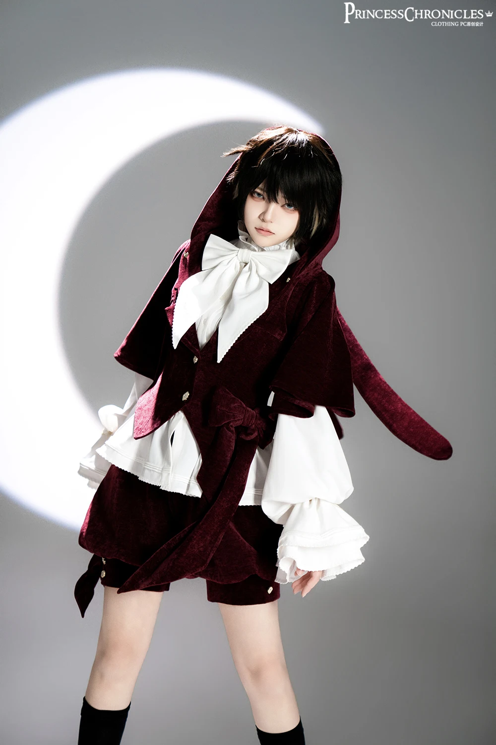 2026 new Vintage Red Ouji Suit With Bunny Ear Hooded Jacket Performance costume view 2