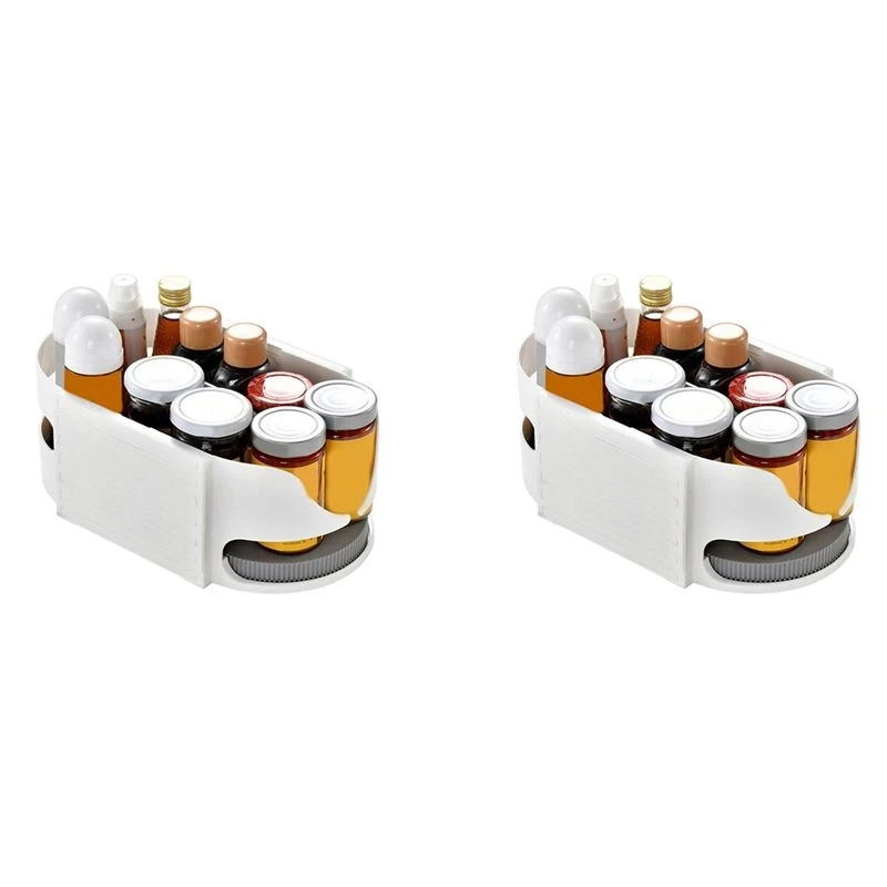 2X Combinable Lazy Turntable Organizer, DIY 360° Rotate Fridge Organization & Storage,Rotating Shelves For Kitchen