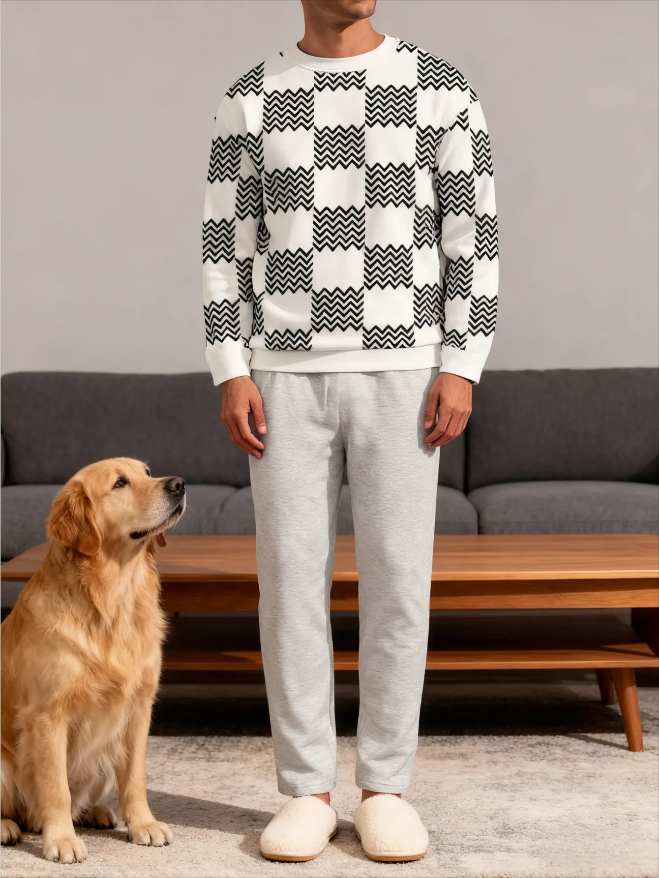 

Мужской повседневный комплект двойного назначения из 2 предметов для дома и улицы — универсальный крой + дышащий и приятный для кожи