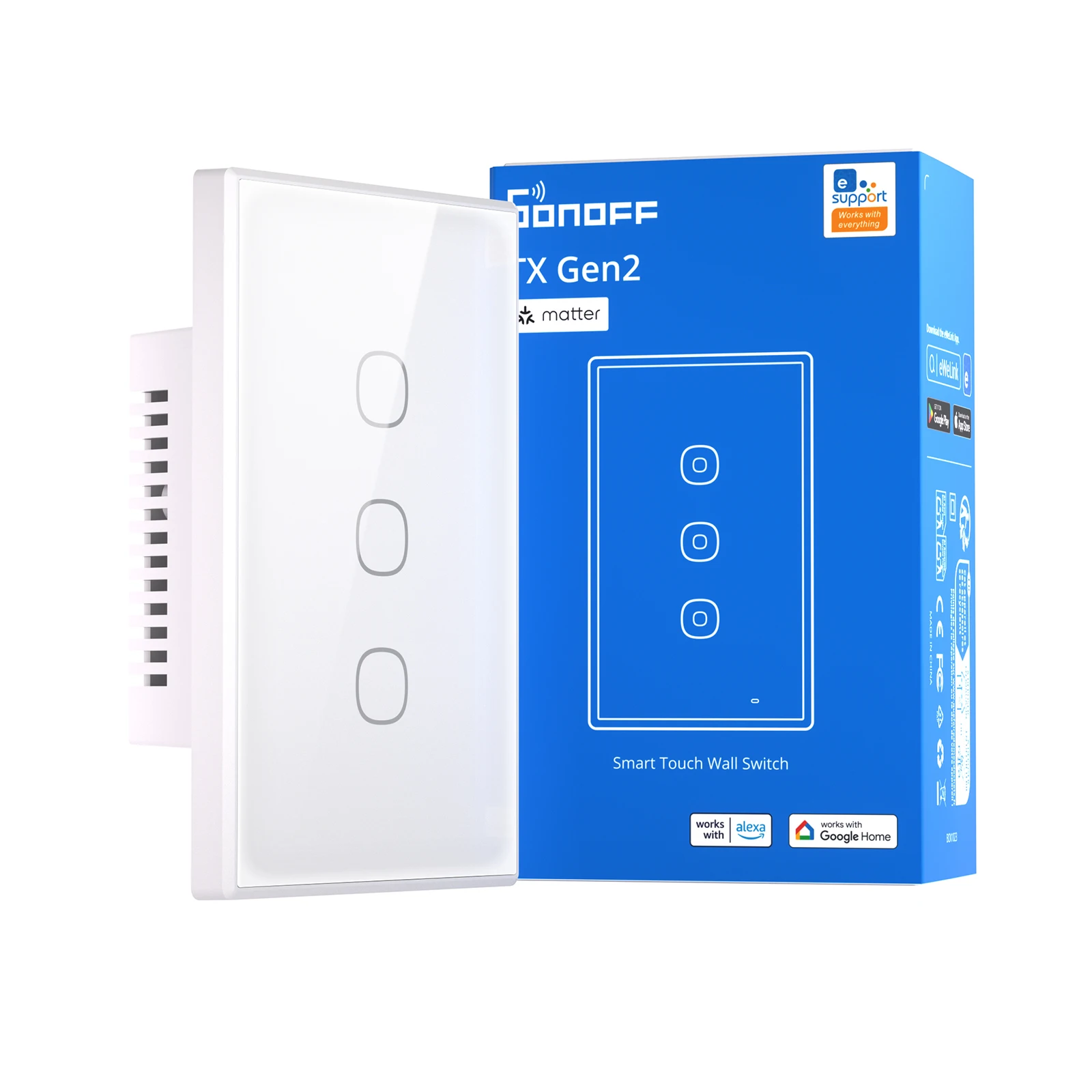 SONOFF T6 120 Matter TX Gen2 US Inteligentny Dotykowy Włącznik Ścienny z Odłączanym Przekaźnikiem, Regulowany Włącznik Nocny, Lokalizator, Kompatybilny z Ekosystemem Apple — zdjęcie produktu 7