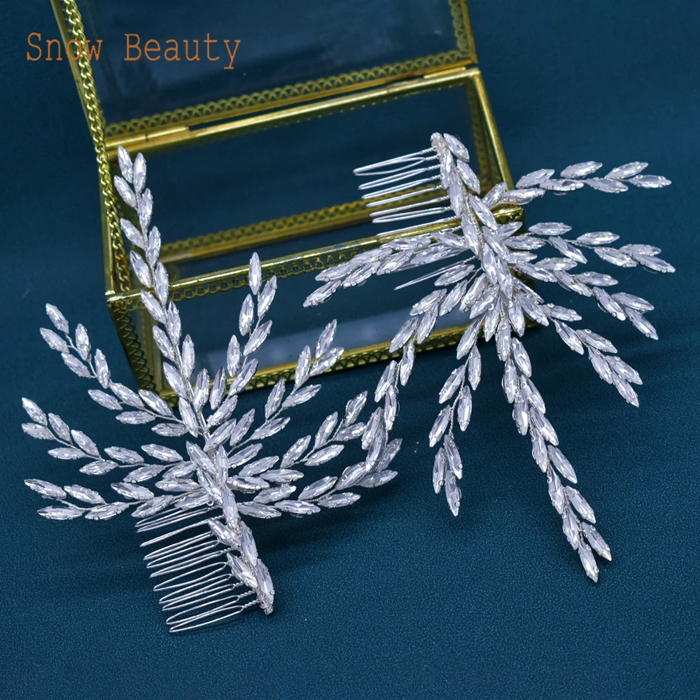 DZ061 1/2 Pcs Rhinestone Bridal Hair Comb Barrette Wedding Hair Accessories for Brides Hair Pieces for Women Girls Side Combs