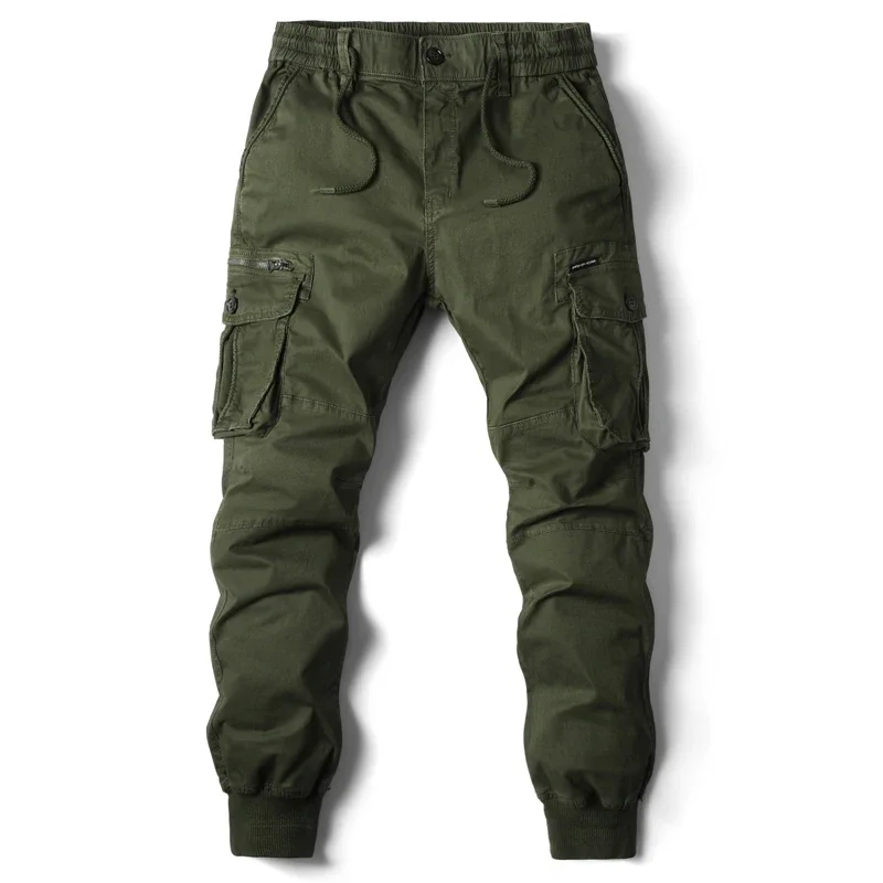 Men's Cotton Cargo Jogging Pants Military Streetwear Work Trousers Plus Size