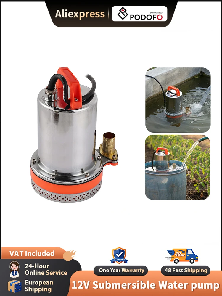 Podofo 12V Tauchwasserpumpe für Frischwassertanks, Wasserfälle, kleine Teiche, Schwimmbäder, Yachten und Schiffsentspülung