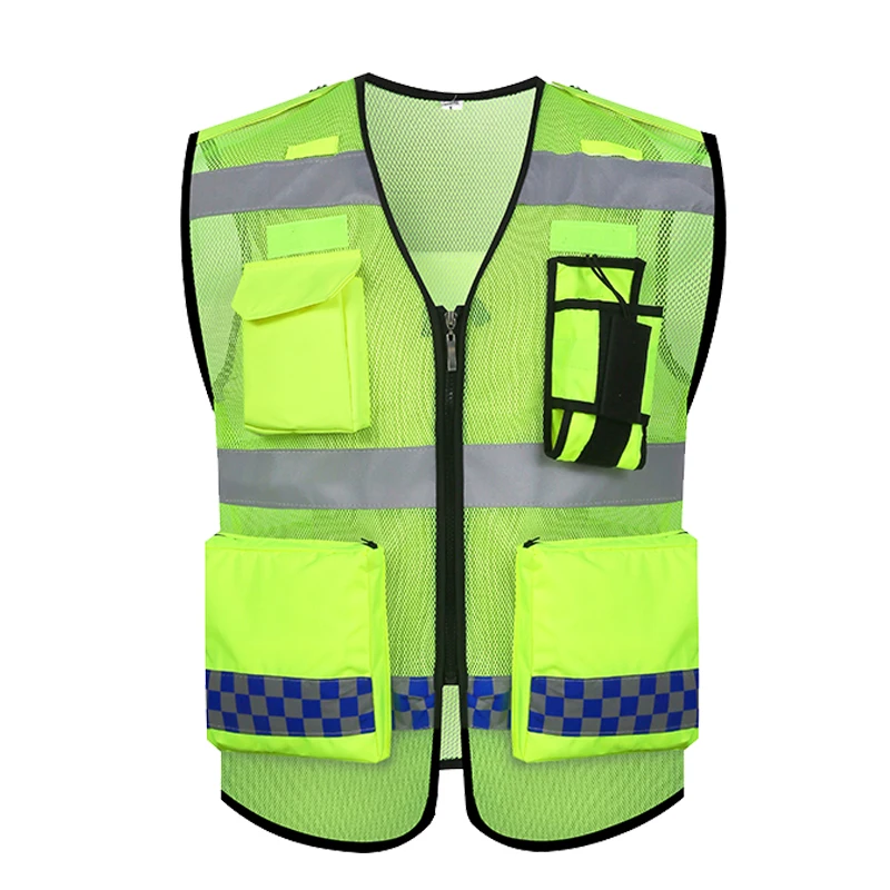 Black Safety vest reflective vest construction workwear with Reflective stripes