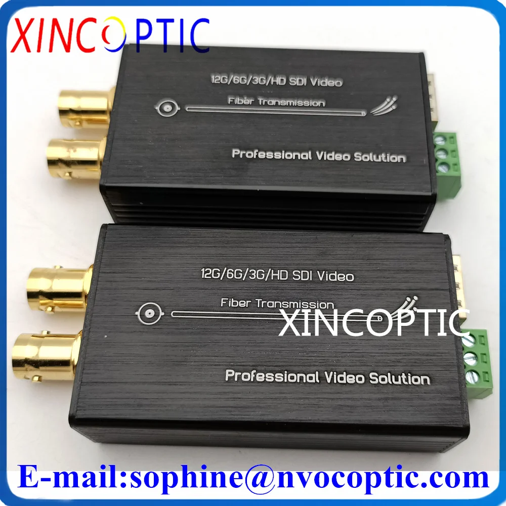 1Ch Mini Type 12G SDI Fiber Optical Video Converter With Tally and SMF BIDI 20KM LC SFP Transceiver Module for Broadcasting