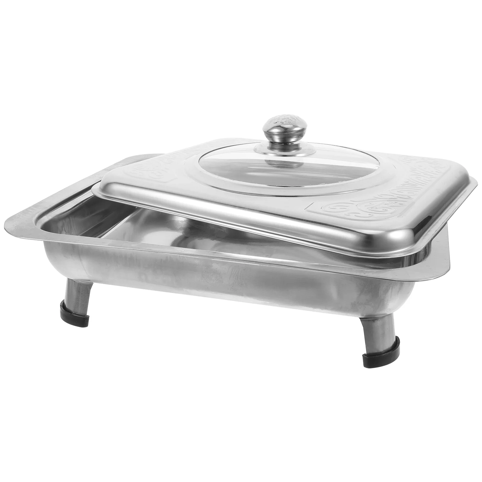 Heater Steel Buffet Stainless-steel Pan for Server Tray Metal Plate Four-leg Plates Fruit Serving Holder