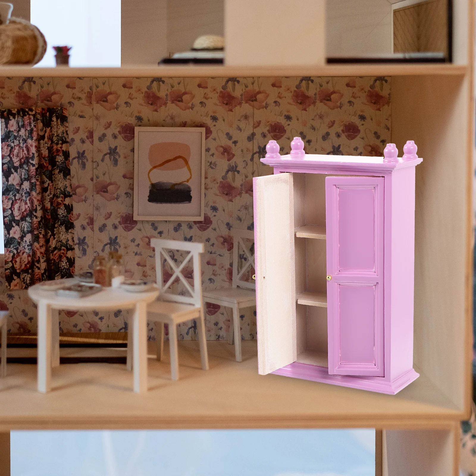 

Handcrafted 1:12 Scale Miniature Wooden Wardrobe for Dollhouse Realistic Look Long-Lasting Small House Decor Elegant Mini