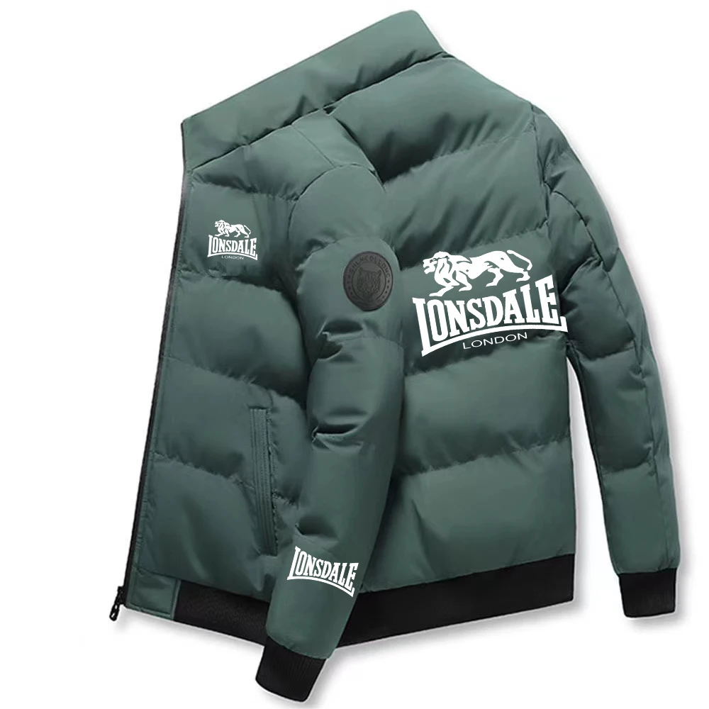 Lonsdale 2024 chaquetas de algodón con cuello alto nuevo para hombre, sudaderas con capucha más cálidas con cremallera, prendas de vestir deportivas