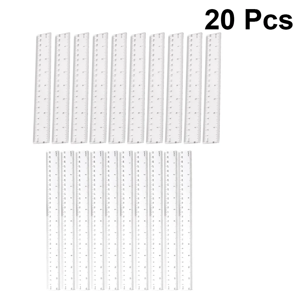 20pcs 20Cm 30Cm Transparent Plastic Set Clear Measurement Tool For School Office Drawing Writing Students Supplies Plastic