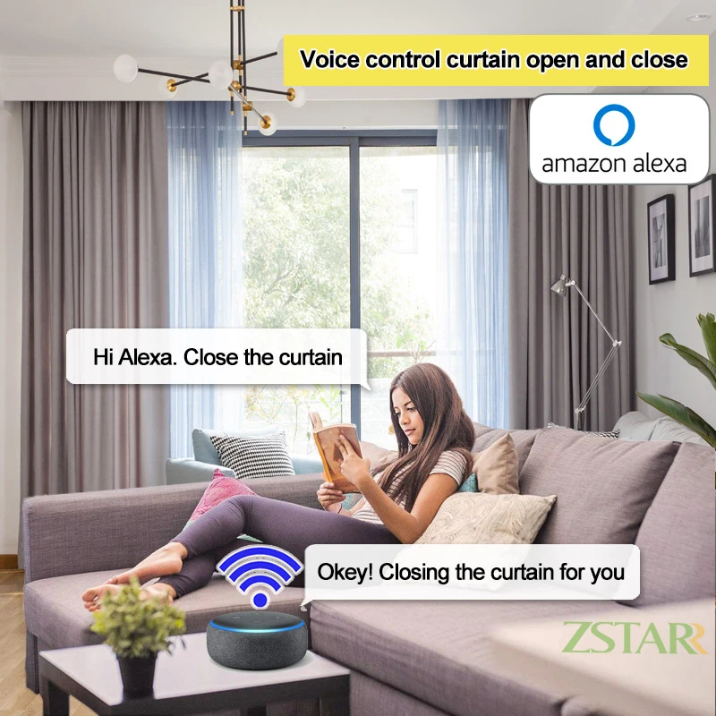 ZSTARR Modernes Design Alexa Smart Metall motorisiertes Vorhangschienen-Set, elektrische Vorhangstangen für Home-Office-Hotels