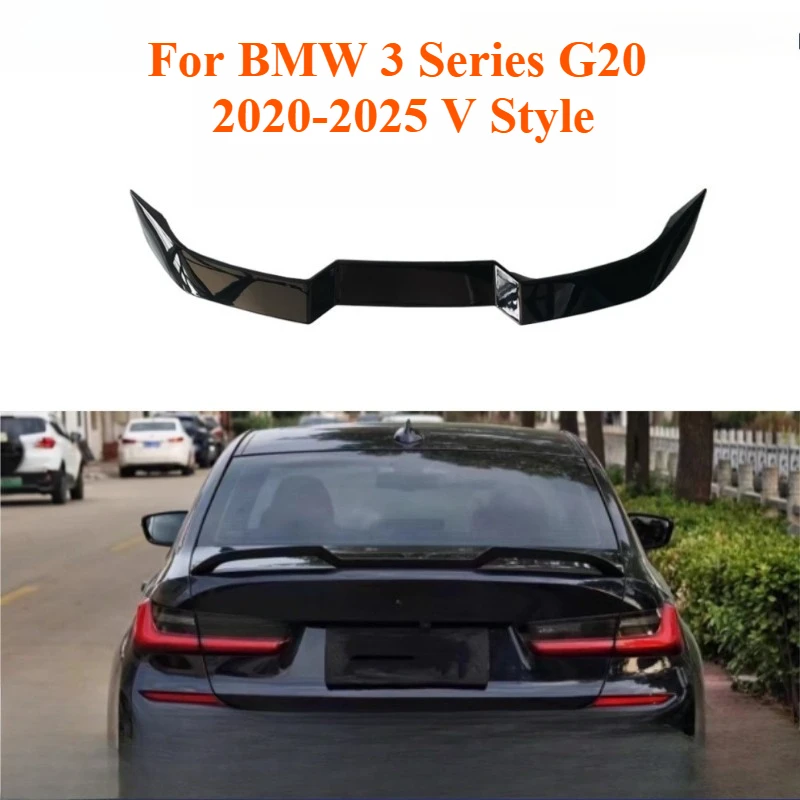 

For BMW 3 Series G20 2020-2025 V Style Rear Trunk Spoiler Gloss Black ABS Plastic Lip Wing Styling Upgrade Modification Parts
