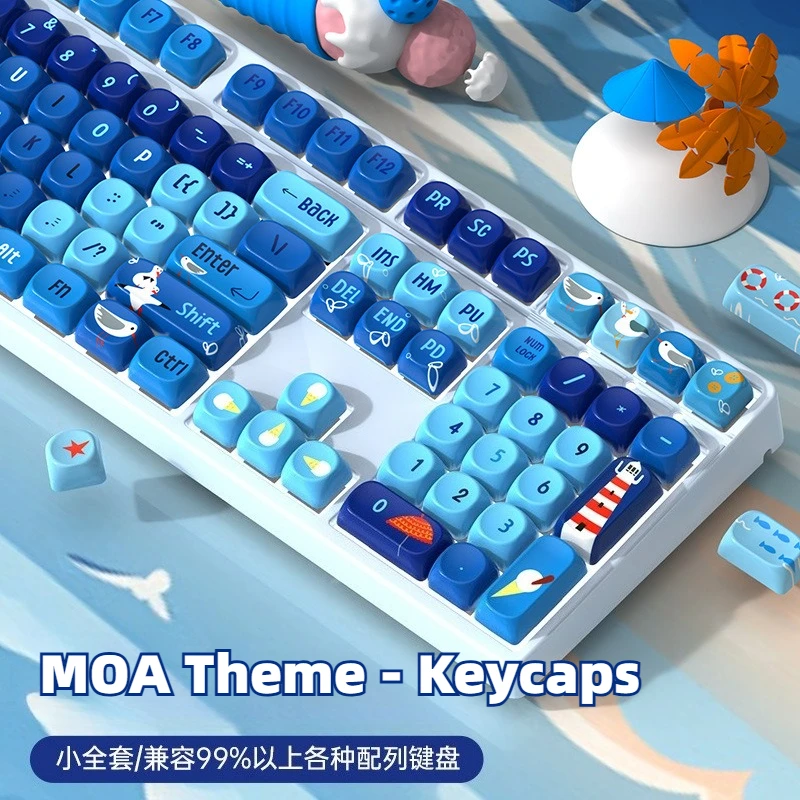 

Blue Keycaps Seagull PBT Material Small Full Set of MOA Height Suitable for Mechanical Keyboard Keycaps 87/68/108/75/98 Keys