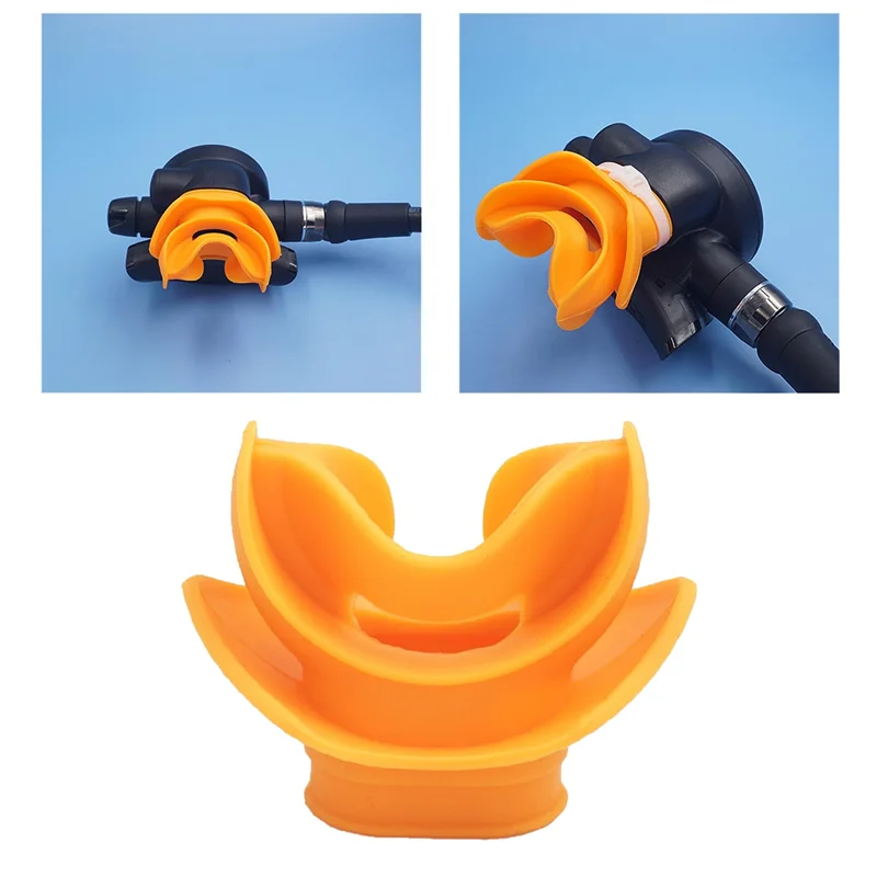 Moldable Silicone Diving Bite Mouthpiece Regulator Scuba Bite Diving Equipment Water Snorkelling Valve Breathing Orange