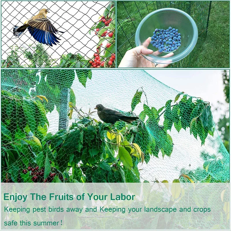 Green Anti Bird Protection Net Mesh Garden Plant Netting Protect Plants and Fruit Trees from Birds Deer Poultry Best Fencing