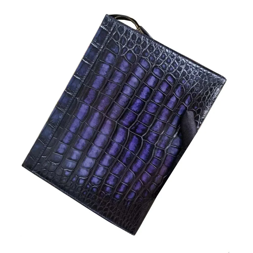 yingshang men  male crocodile leather bag men crocodile  brunsh color rubbing color blue men hand